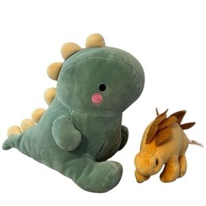 Dinosaur plushies green chibi stegosaurus and mini unipak stegosaurus Set